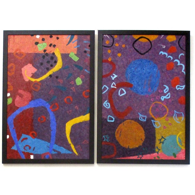 Abstract Phillip Alder Music In A Night Garden, Contemporary Diptych Abstract Oils on Canvas 2018 For Sale - Image 3 of 3