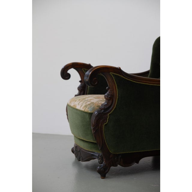 Danish Carved Lounge Chairs in Green Velvet, 1920s, Set of 2 For Sale - Image 16 of 18