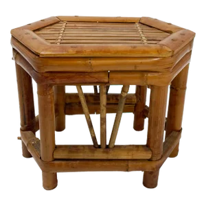 Vintage Scorched Bamboo Plant Stand or Riser