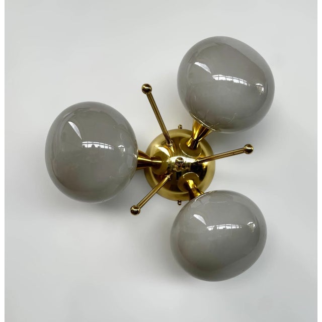 Not Yet Made - Made To Order Trifoglio Polished Brass Gray Pebble Flush Mount by Fabio LTD For Sale - Image 5 of 8