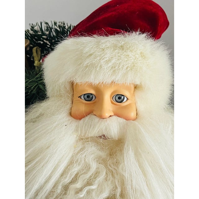 Traditional Gorgeous Vintage 1970s Santa Christmas Figurine With Porcelain Face Glass Eyes For Sale - Image 3 of 6
