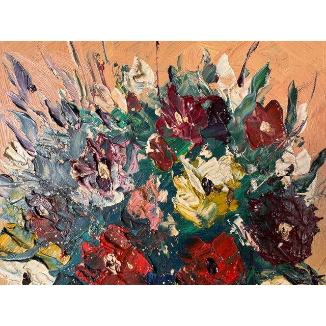 1996 Raffaele Gorina Heavy Impasto Floral Still Life Oil Painting, Framed For Sale - Image 11 of 12