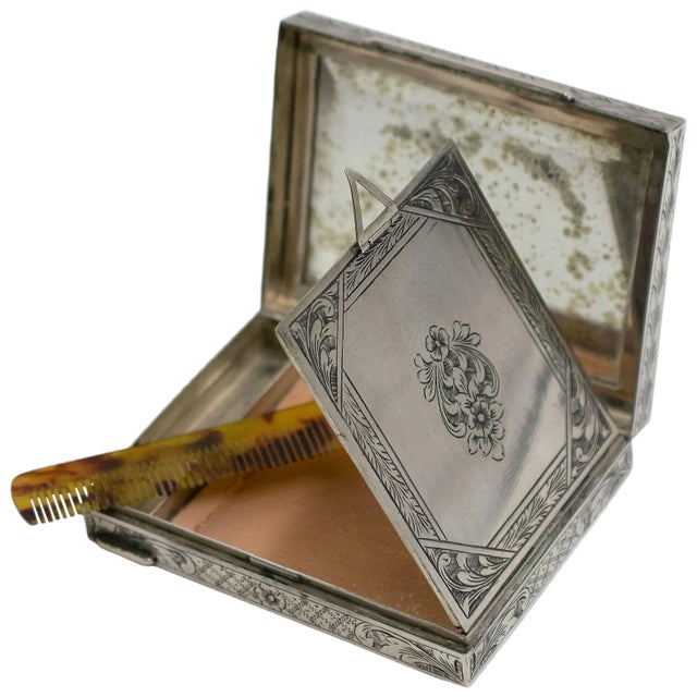 Vintage Silver Powder Case, 20th Century For Sale