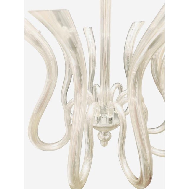 Glass Massive Italian Murano 12 Light Mercury Glass Curved Pipe Chandelier Light Fixture For Sale - Image 7 of 12