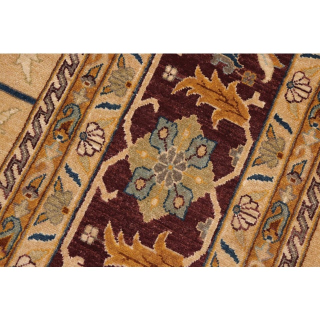 Art Nouveau Tan/Aubergine Wool Rug - 9'0'' X 11'9'' For Sale In New York - Image 6 of 10