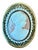 Vintage Gold Tone Cameo Pendant Brooch With Faux Pearl Border For Sale