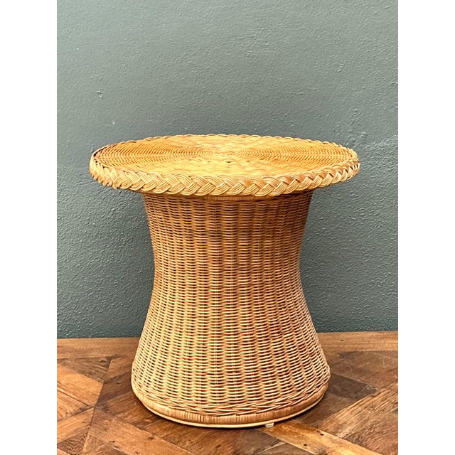 Vintage Braided Rattan Accent Table For Sale - Image 15 of 16