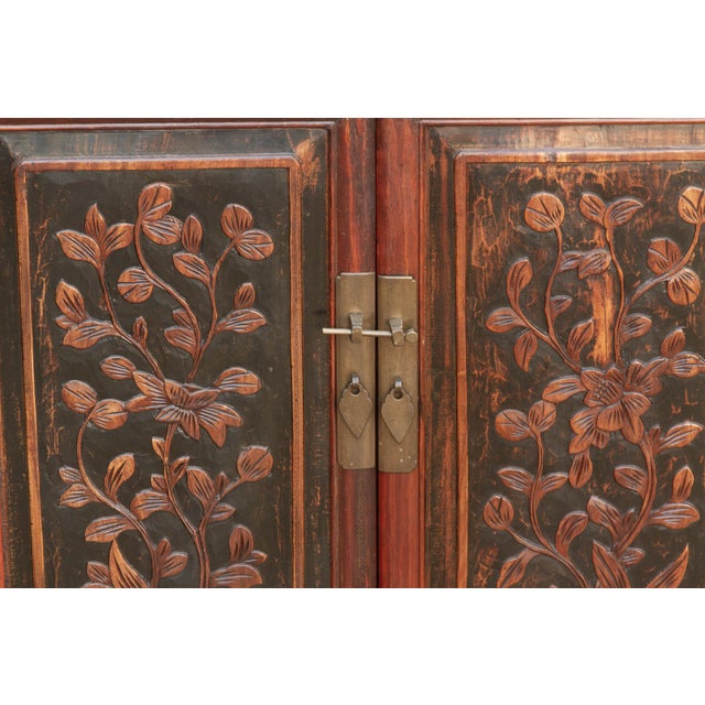 Wood Finely Carved Antique Chinese Cabinet For Sale - Image 7 of 11