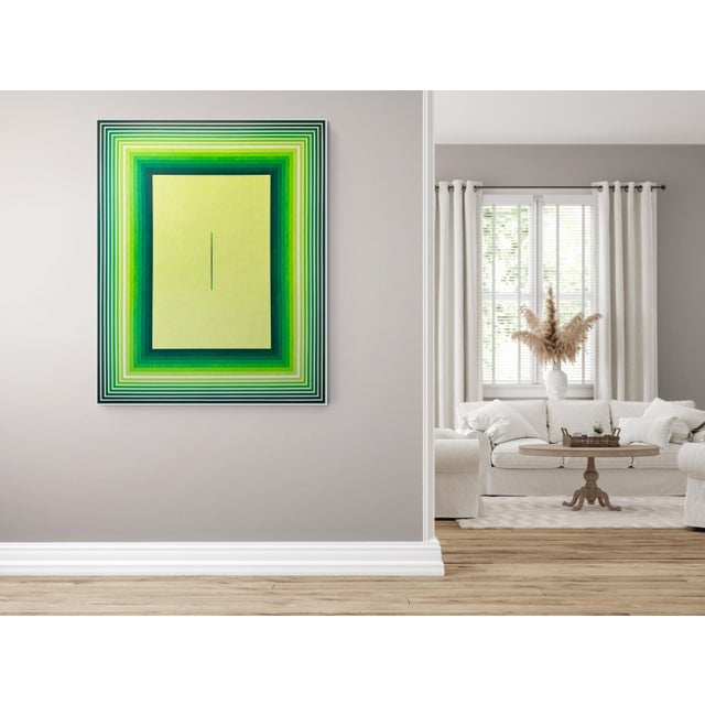 Abstract Contemporary Abstract Acrylic on Canvas "Autosuggestion (Green)" by Andy Harwood For Sale - Image 3 of 4