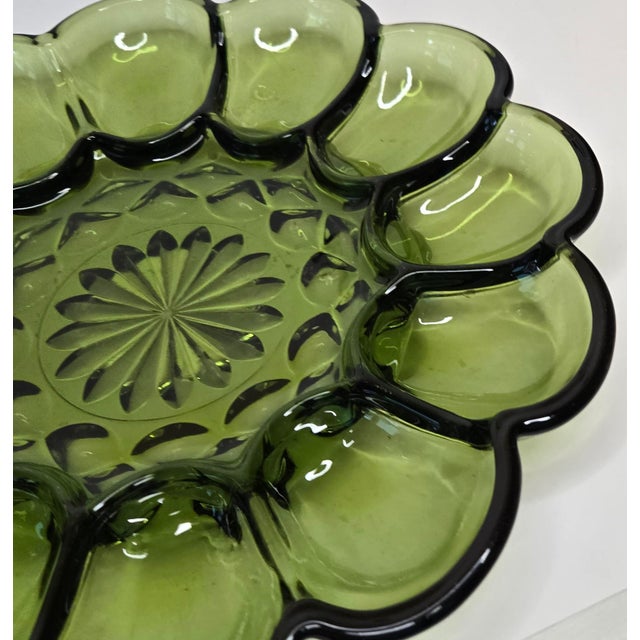 Mid Century Avocado Green Egg Platter For Sale - Image 4 of 9