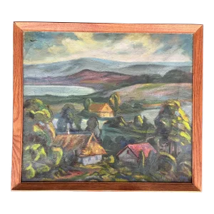 Vintage Landscape Painting "Pastel Home" Framed Original Signed