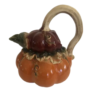 Ceramic Pottery Pumpkin Gourd Pitcher 1999