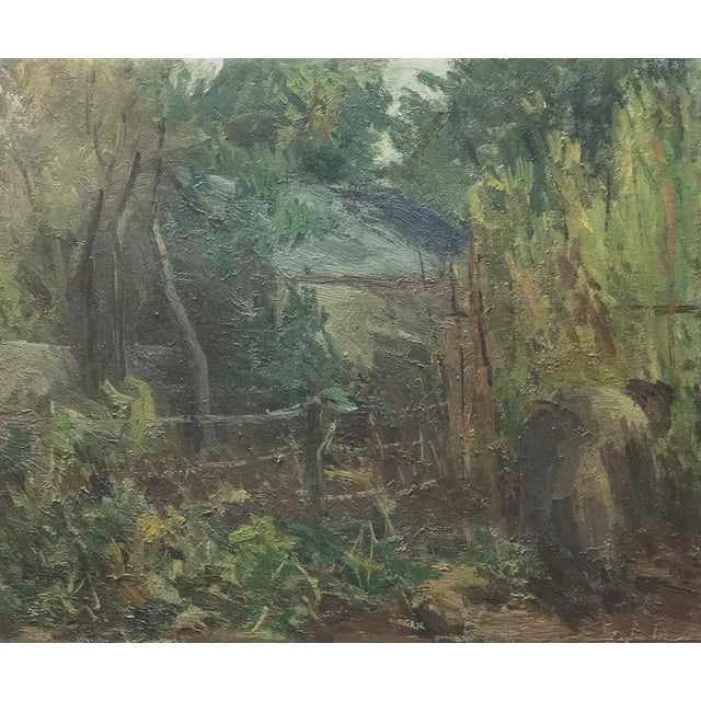 Textile Herbert Theurillat, Cabane au fond du bois, 1952, Oil on Canvas For Sale - Image 7 of 7