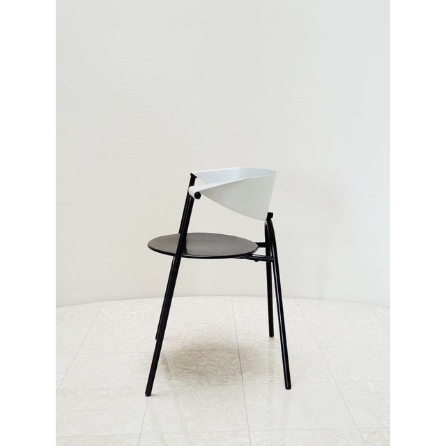 1990s 1990s Post-Modern Sculptural Metal Dining or Statement Chair Brushed Silver and Black For Sale - Image 5 of 11