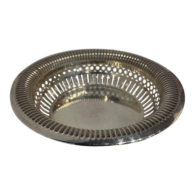 Sterling Silver Small Bonbon Basket Openwork, Mid 20th Century For Sale