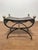 Campaign C.1920s Wrought Iron Cerule Bench With Bronze Pommels For Sale - Image 3 of 8