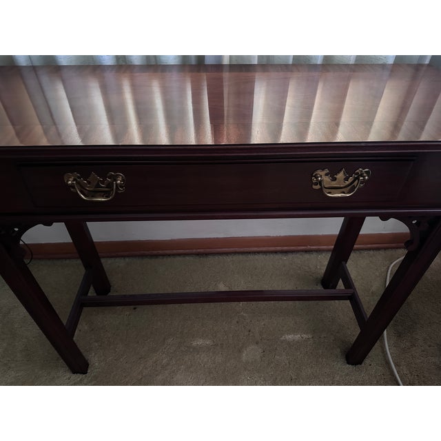 Councill Furniture Councill Furniture Georgian Carved Banded Mahogany Console Table For Sale - Image 4 of 4