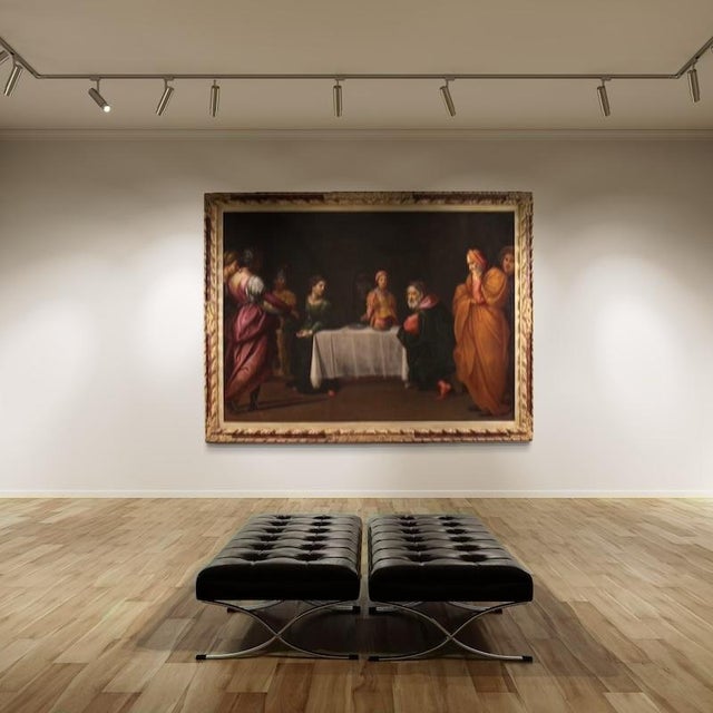 Italian Artist, Herod's Feast with Salome and the Head of John the Baptist, 17th Century, Oil Painting on Canvas, Framed For Sale - Image 10 of 16