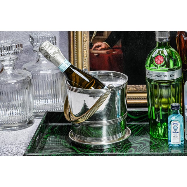 Mid-Century Modern 1960s Classic Vintage Mid Century Modern MCM Banded Silverplate Ice Bucket Barware Home Decor For Sale - Image 3 of 17