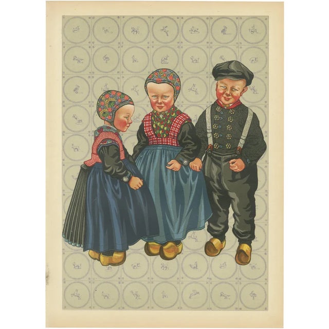 Dutch Children in Traditional Staphorst Dress, 1932, Paper For Sale