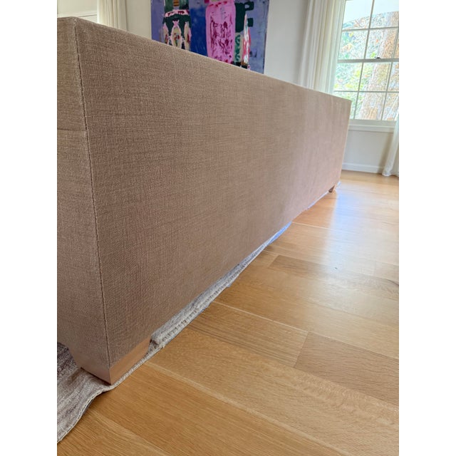 Beige Custom-Designed Sofa Upholstered in Pierre Frey Linen Fabric For Sale - Image 8 of 9