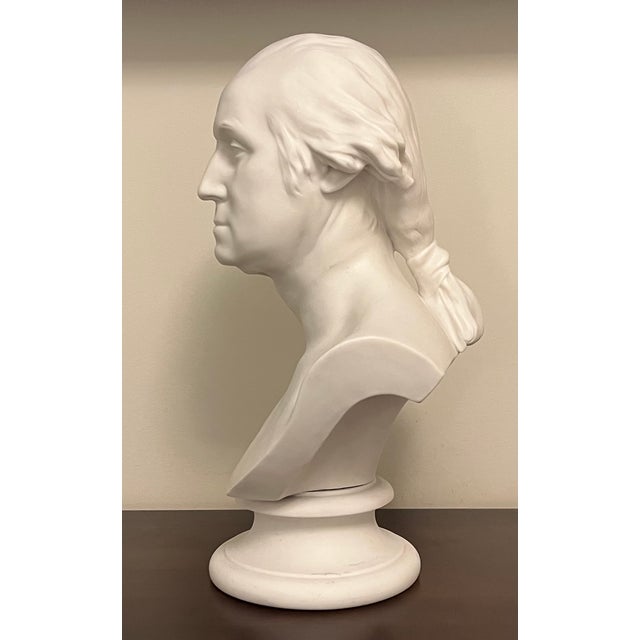 American Antique 19th Century English Parian Porcelain Bust of President George Washington After Houdon For Sale - Image 3 of 16
