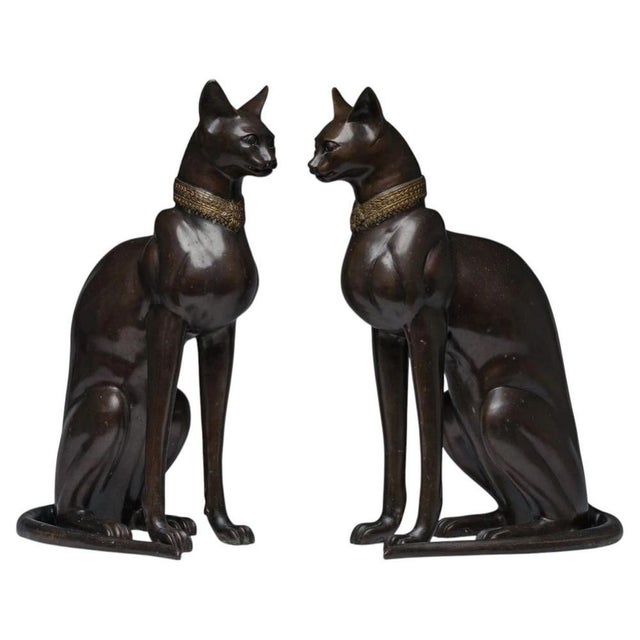 Vintage French Bronze Cats, 1970, Set of 2 For Sale - Image 12 of 12