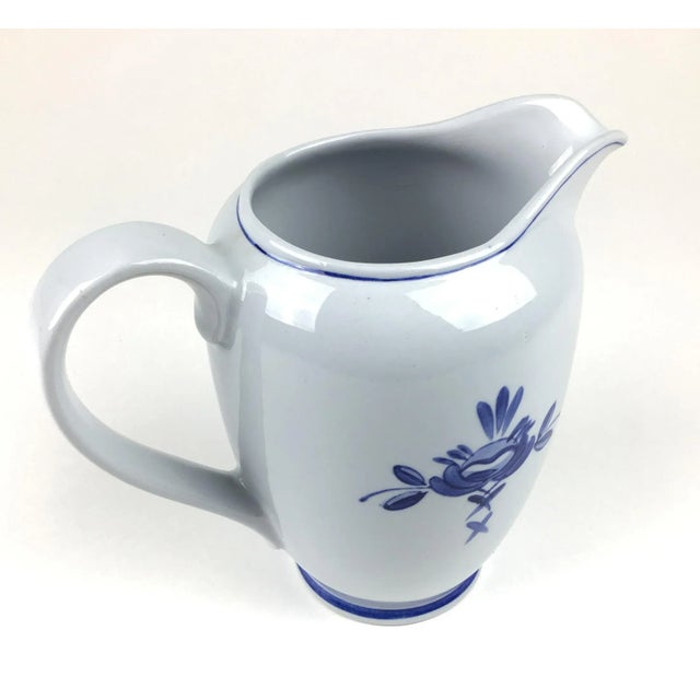 Arabia Arabia Blue Rose Pattern Vintage Pitcher or Vase For Sale - Image 4 of 12