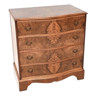 Antique Serpentine Burr Walnut Chest of Drawers, 1930 For Sale