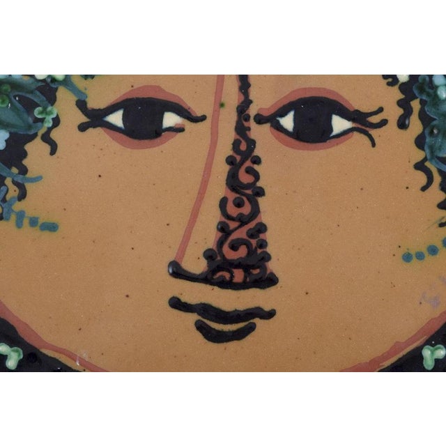 Ceramic Wall Plaque with Female Face by Bjørn Wiinblad, 1959 For Sale - Image 3 of 10
