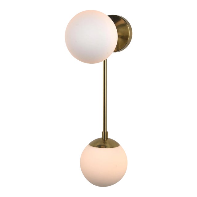 Duo Modern Contemporary Wall Sconce - Brushed Brass, Plug-In For Sale
