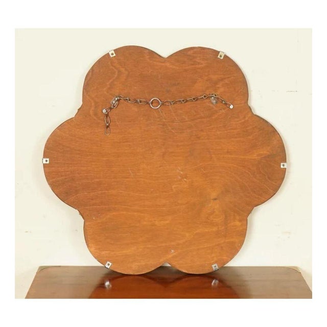 Art Deco Flower-Shaped Amber Peach Bevelled Mirror, 1930s For Sale - Image 9 of 10