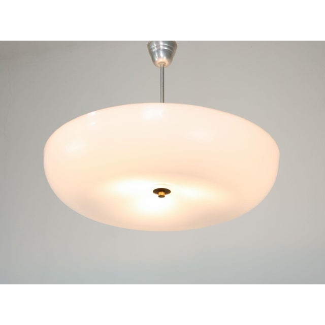 Space Age Italian Acrylic Glass and Brass Pendant Light, 1970s For Sale - Image 4 of 18