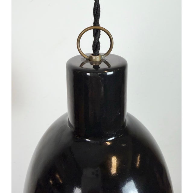 Mid-Century Modern Small Industrial Black Enamel Pendant Lamp, 1950s For Sale - Image 3 of 13