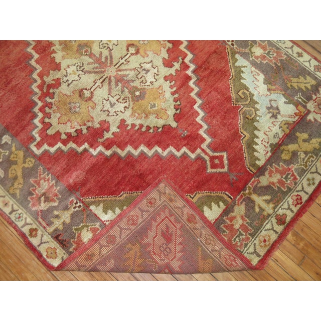 Folk Art Antique Zabihi Collection Oushak Foyer Size Rug - 5'7" x 7'9" For Sale - Image 3 of 8