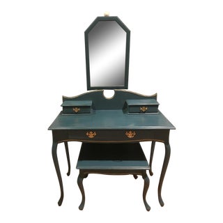 Vintage Blue Beauty Vanity For Sale