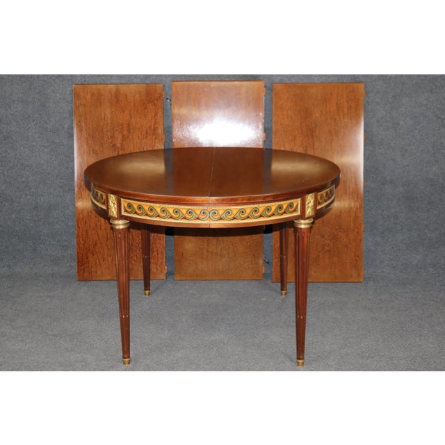 Bronze Mounted French Walnut Louis XVI Style Dining Table With 3 Leaves For Sale - Image 9 of 11
