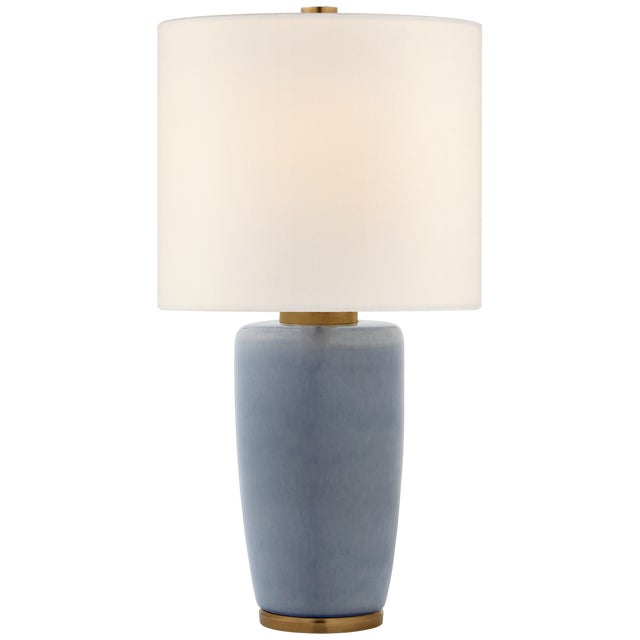 Chado Large Table Lamp in Polar Blue Crackle with Linen Shade Designer: Barbara Barry Height: 31.25" Shade Detail: 15.25"...