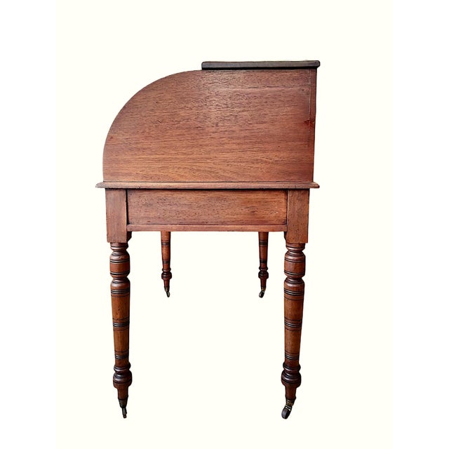 Victorian Victorian Tambour Roll-Top Maple and Brass Desk For Sale - Image 3 of 13