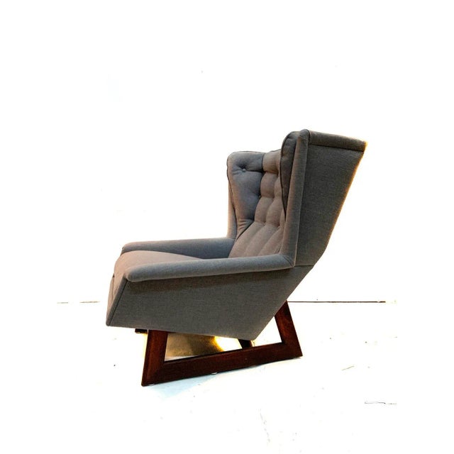 Craft Associates Mid Century Adrian Pearsall for Craft Associates Wingback Chair With Sculptural Walnut Base For Sale - Image 4 of 7