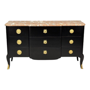 Maison Jansen, Mahogany, Bronze, Marble, Ebonized Commode, France, 1940s