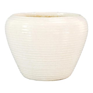 Mid Century Studio Art Pottery White Ceramic Vase For Sale
