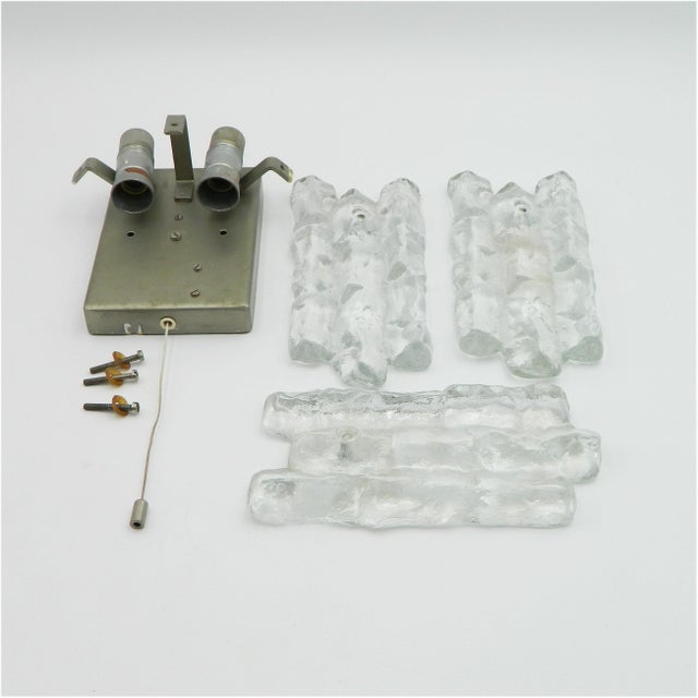 Vintage Ice Glass Wall Light by J. T. Kalmar, Vienna, Austria, 1970s For Sale - Image 6 of 13