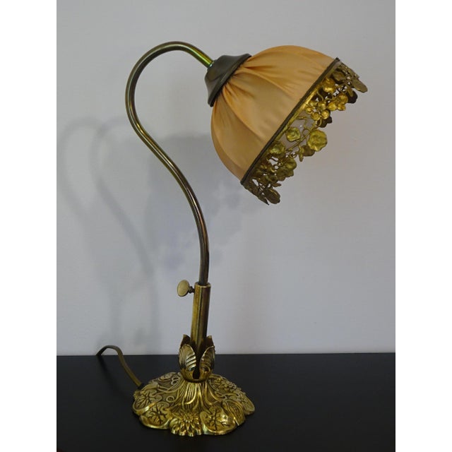 Bronze and Silk Table Lamp from Le Dauphin, 1976 For Sale - Image 9 of 18