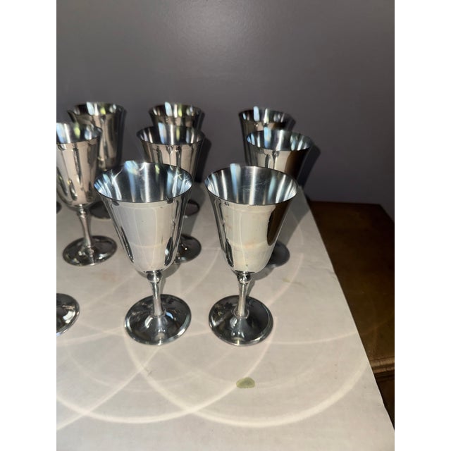 Vintage e.l. De Uberti Dul1 Silverplate Goblets Made in Italy Set of 12 For Sale - Image 4 of 15