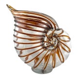Vintage Murano Nautilus Seashell Blown Art Glass Pitcher For Sale