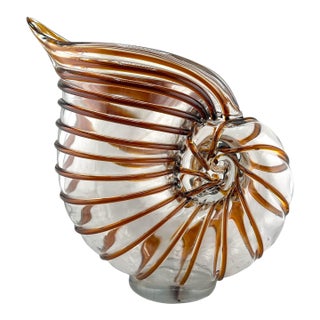 Vintage Murano Nautilus Seashell Blown Art Glass Pitcher For Sale