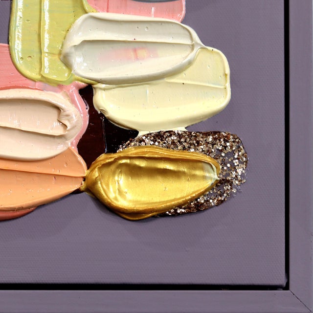 Textile Golden Blush - Framed Original Textural Abstract Acrylic Painting on Canvas by Shiri Phillips For Sale - Image 7 of 9