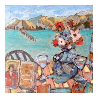 12” Encaustic BayArea Painting on Antique Collage Hartman For Sale