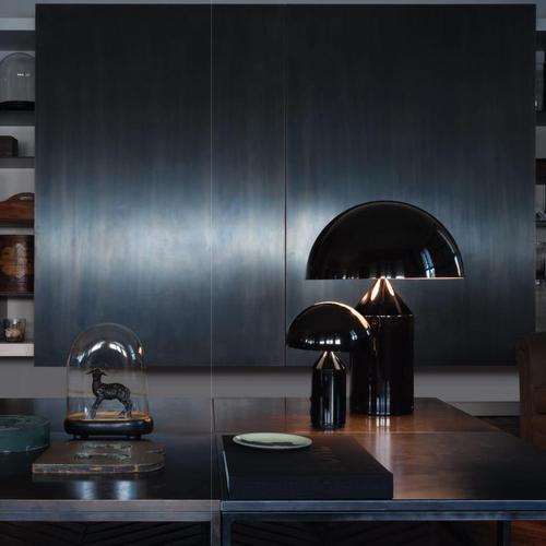 Vico Magistretti Atollo Small Black Metal Table Lamp by Vico Magistretti for Oluce For Sale - Image 4 of 8